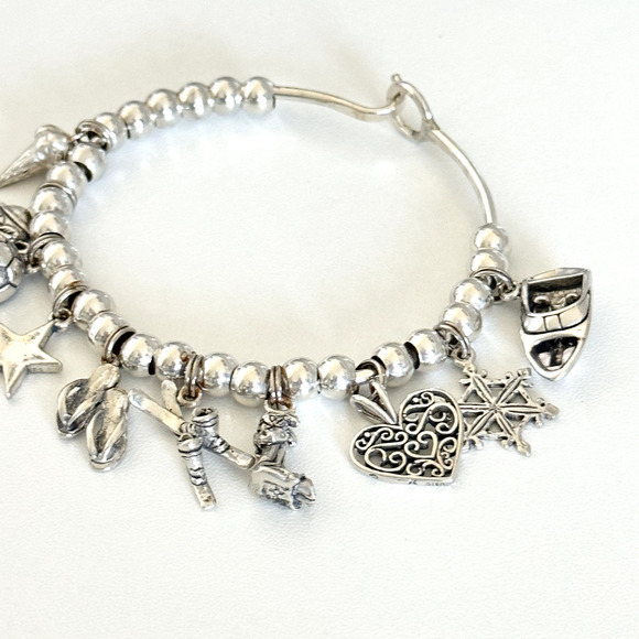 925 Sterling Silver Vintage Loaded Charm Ladies Bracelet With 10 Charms 7" - Picture 4 of 8